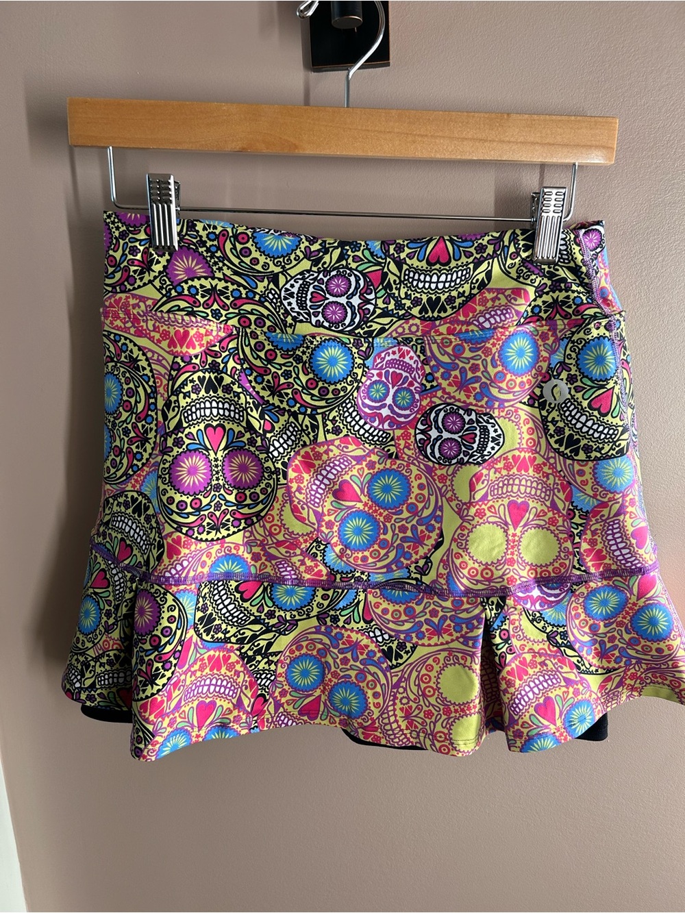 Day of the Dead Multicolor Flared Tennis Skirt by Dona Jo